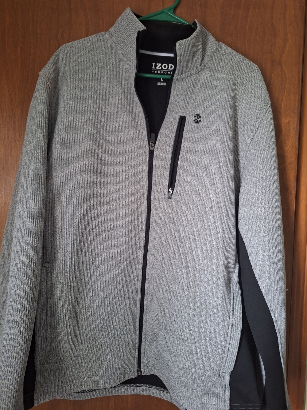 Izod Men's Gray and Navy Full-Zip Knit Jacket